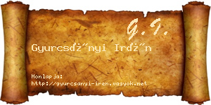 Gyurcsányi Irén névjegykártya